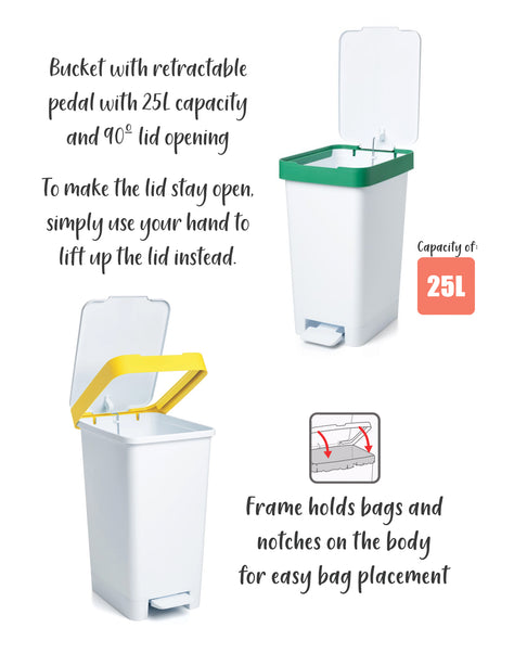 T0210.27 Tatay Pedal Bin 25L Smart Black