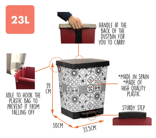 T0205.03 Tatay Pedal Dust Bin Deco Vintage