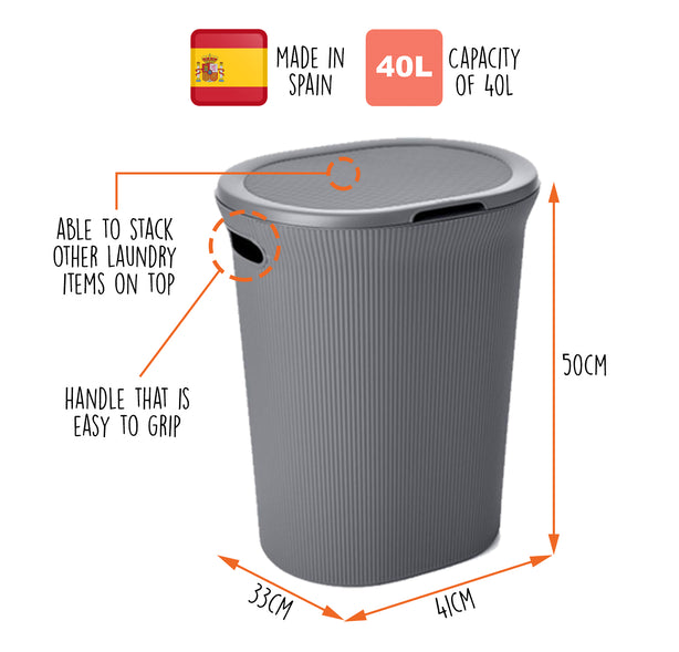 T0100.00 Tatay Laundry Hamper Baobab 40L (Blue Mist)