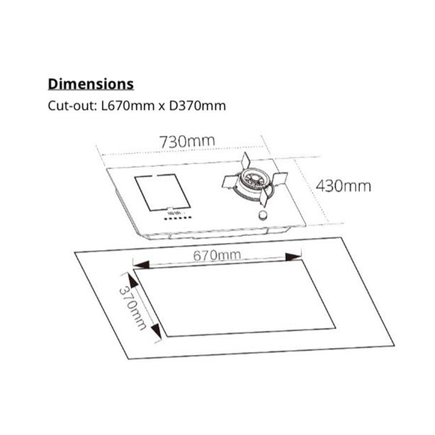 Tecno-T788GI Gas-Induction Hybrid Hob