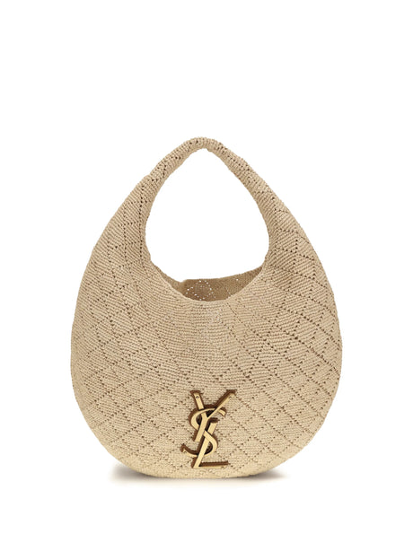Saint Laurent Icare Hobo Bag in raffia - Pale Brown/Brick