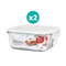 Algo Glass Food Container with Divider 1200ml Square 2P Set
