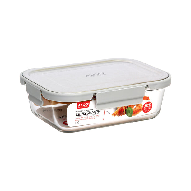 Algo Glass Food Container with Stainless Steel Cover 1000ML