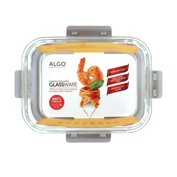 Algo Glass Food Container with Stainless Steel Cover 1500ML
