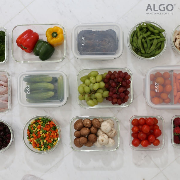 Algo Glass Food Container with Divider 950ml Round 2P Set