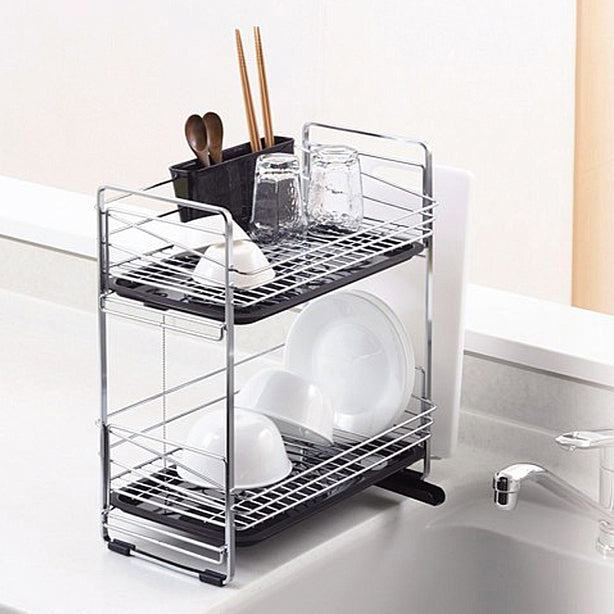 Pearl Life Stainless Steel 2 Layer Dish Drainer Black