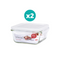 Algo Glass Food Container 700ml Square 2P Set