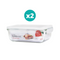 Algo Glass Food Container 1200ml Rectangular 2P Set