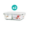 Algo Glass Food Container with Divider 1000ml Rectangular 2P Set