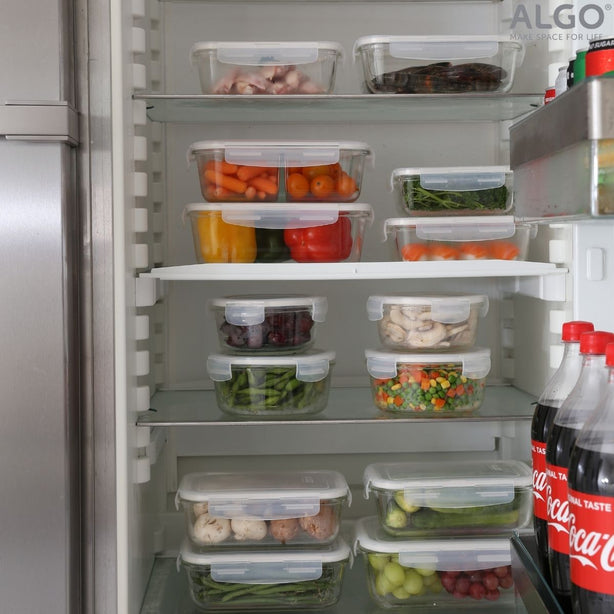 Algo Glass Food Container 330ml Square 2P Set