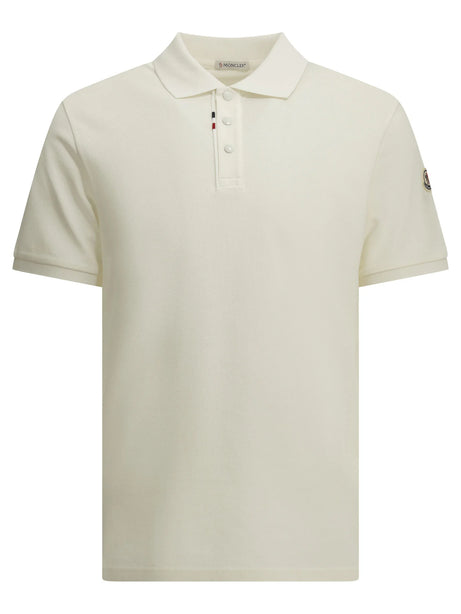 Moncler Button-down polo shirt with logo - White