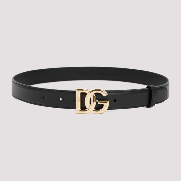 Calfskin Belt with Logo Buckle