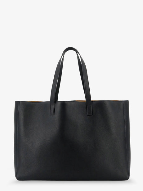 Saint Laurent Leather shopping bag with front logo - Nerorusticcamel