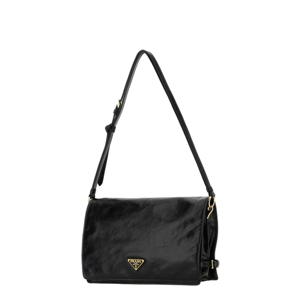 Medium Calfskin Leather Shoulder Bag - Black