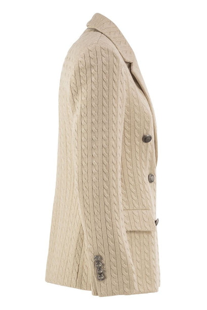 Double Breasted Cable Jacquard Blazer