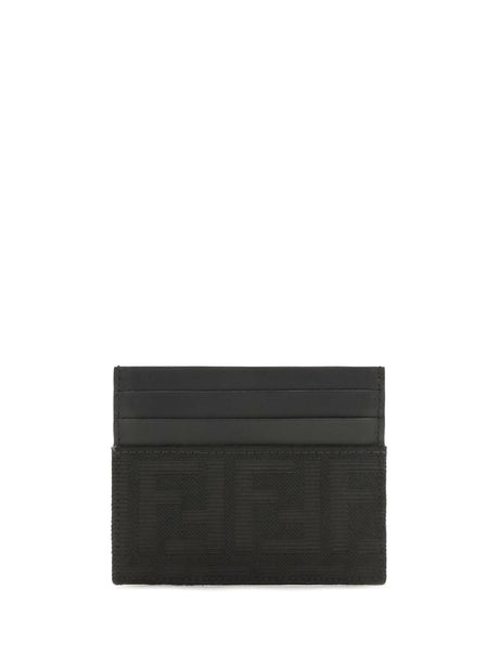 Fendi FF jacquard and leather Card Holder - Black