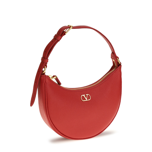VLogo Signature Mini Calfskin Hobo Bag - Red