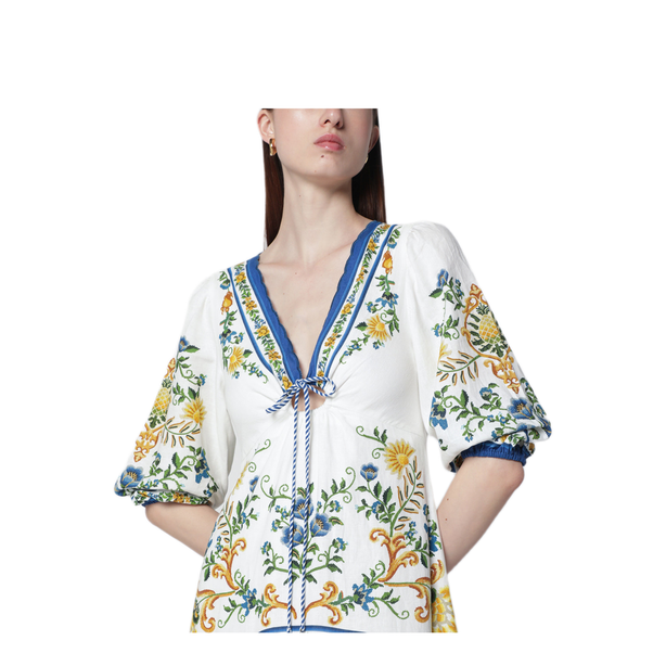 Emily Floral Tapestry Drawstring Midi Dress
