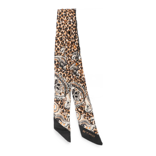 Black Silk Leopard Print Scarf