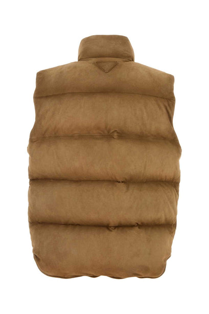 Biscuit Suede Sleeveless Down Jacket