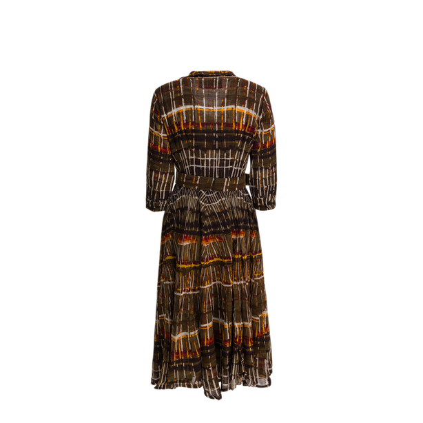 Wool Watercolor Plaid Midi Dress