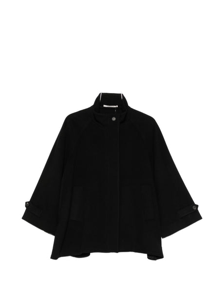 Tagliatore Black High Neck Buttoned Jacket