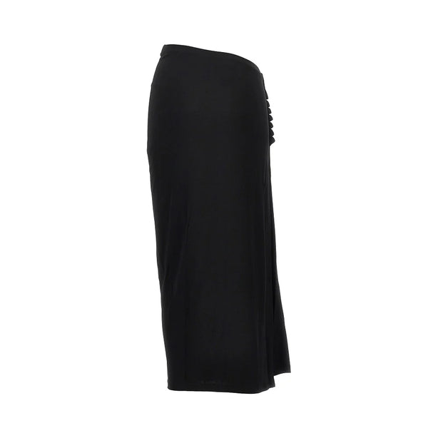 RABANNE Gathered jersey midi skirt