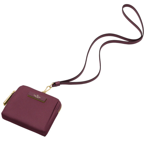 Kate Spade Carter Nylon Card Case Lanyard - Deep Cherry KL878
