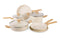 9 Piece Forged Aluminium Cookware Set Marble Set (CREAM)  - Local Delivery Only