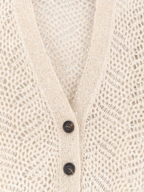 Brunello Cucinelli Mohair blend cardigan with iconic Dazzling motif - Avorio