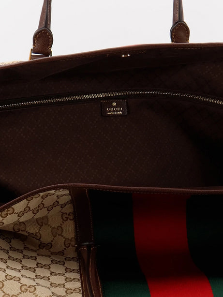 Gucci GG fabric travel bag with Web detail on the front - Vintsanddkbr