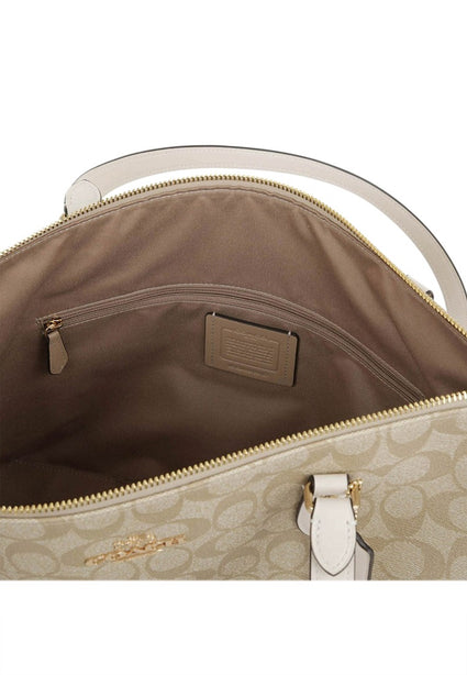 Coach Gallery Tote Bag In Signature Canvas - Light Khaki/White