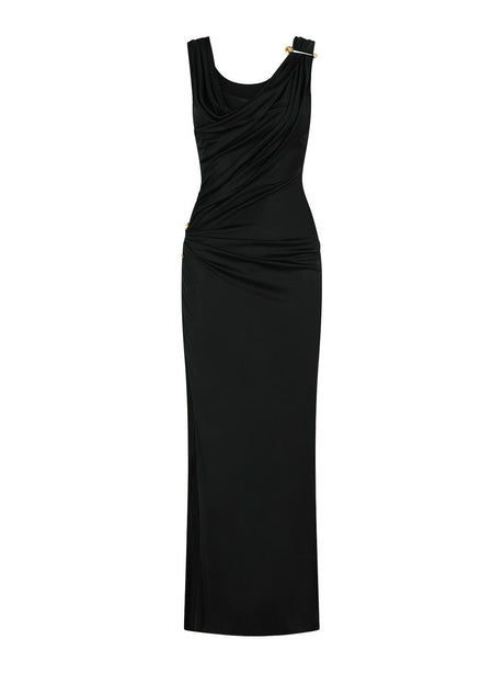 Asymmetric Neck Viscose Long Dress