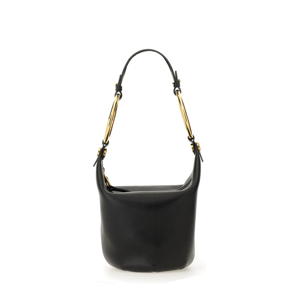 Small Buffalo Leather Shoulder Bag - Black