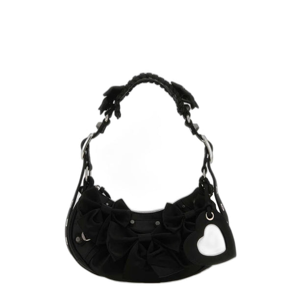 Le Cagole XS Satin Shoulder Bag - Black
