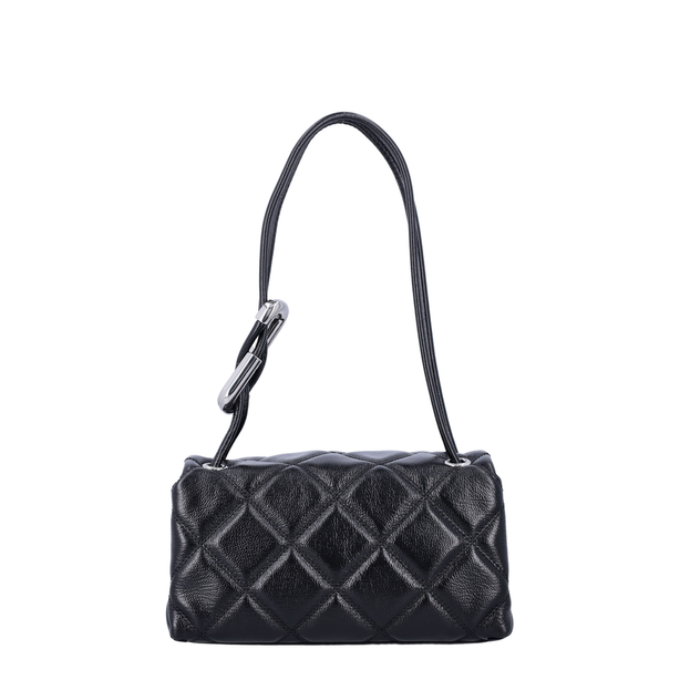 Quilted Mini Calf Leather Shoulder Bag - Black