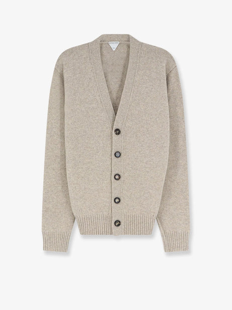 Bottega Veneta Cashmere blend cardigan with Intreccio patch - Fleece Melange
