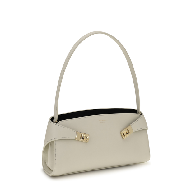 Hug One Size Calfskin Shoulder Bag - Mascarpone-Nero