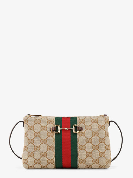Gucci GG fabric crossbody with Nastro Web detail on the front - Beige