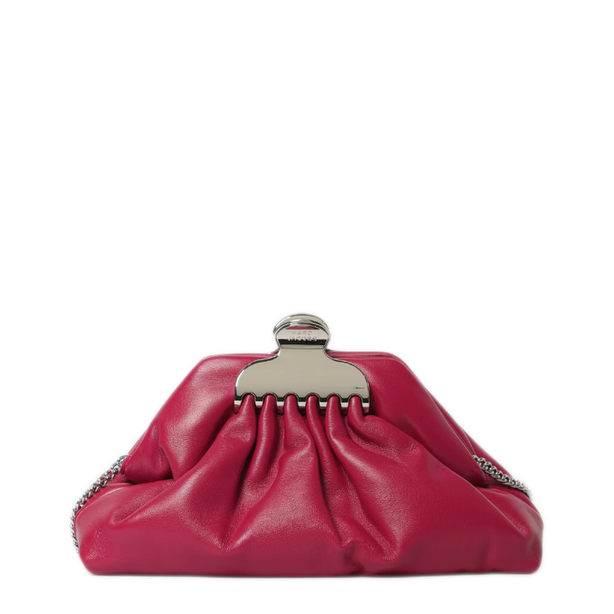 Small Calf Leather Clutch Bag - Lipgloss Pink