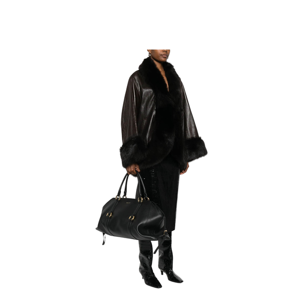 Farringdon Maxi Calf Leather Handbag - Black