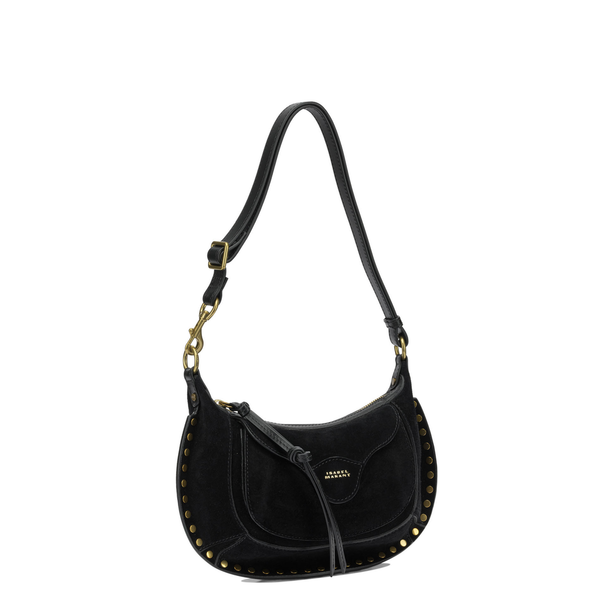 Moon Pocket Small Calf Suede Shoulder Bag - Black