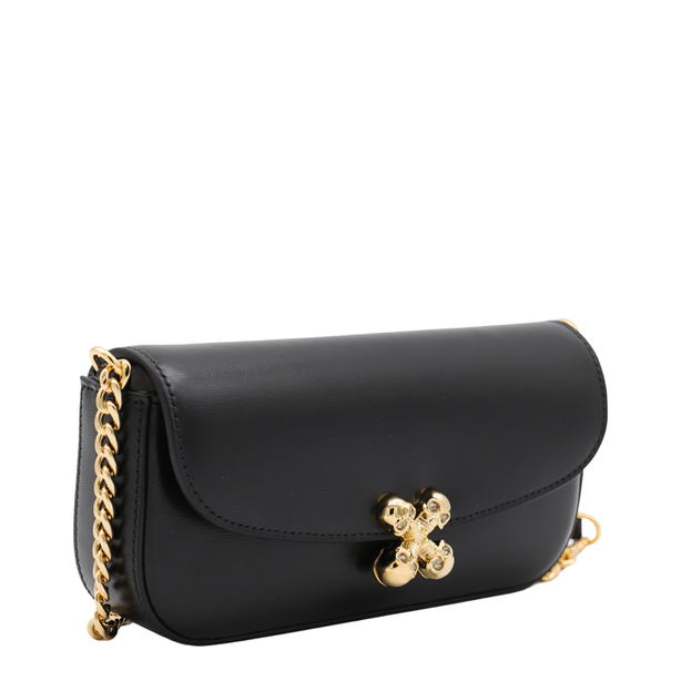 Small Calf Leather Crossbody - Black/Gold