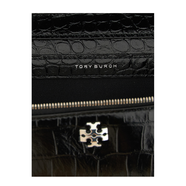 Croc-Embossed Leather East-West Vanity Case - Black
