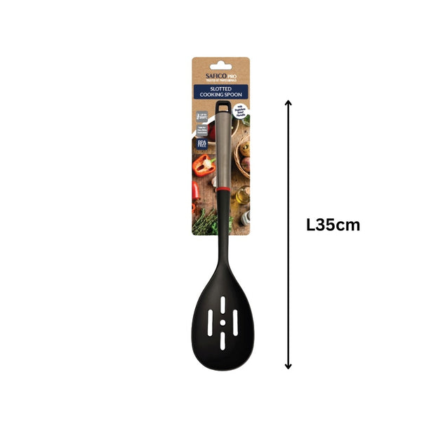 Safico Fibreglass Nylon Slotted Cooking Spoon With Stainless Steel Handle L35cm BPA Free, Heat Resistant To 200°C