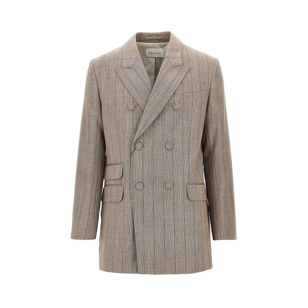 AMI Double-breasted wool jacket with martingale