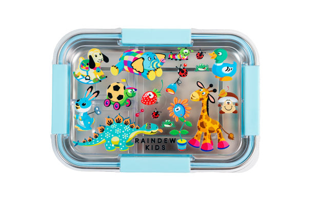 Raindew Kids  Animal Lover Lunch Box  Removable Divider for Versatile Meal Options and Easy Washing.  High-Quality Food-grade Stainless Steel – Safe, Rust-free, BPA-free and Textured Base-anti slip