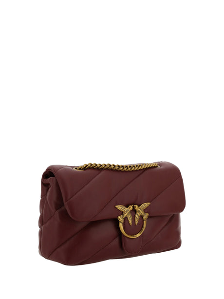 Pinko Love Classic leather Shoulder Bag - Ribes Intenso-Antique Gold