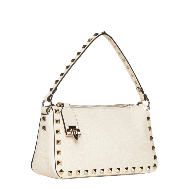 Rockstud Small Grainy Calfskin Crossbody - Stone