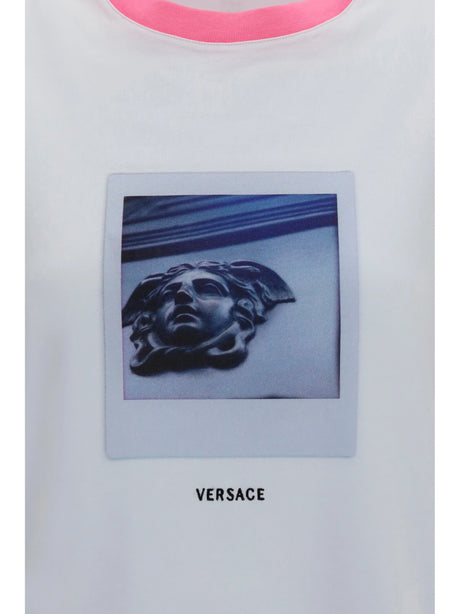 Versace Cotton jersey T-shirt - White + Guava
